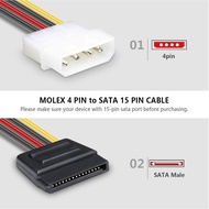 IDE Molex 4 Pin Molex To SATA 15 Pin Female Power Cable