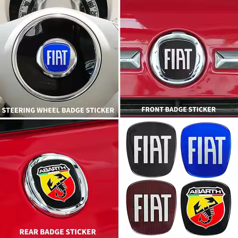 44mm 71mm 75mm 89mm Car Front Rear Logo Auto Grille Emblem sticker steer wheel Accessories For Fiat 