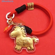 HUMBERTO Gold Pony Keychain Accessories, Creative Mascot Dolls Golden Horse Accessories, Good Luck K