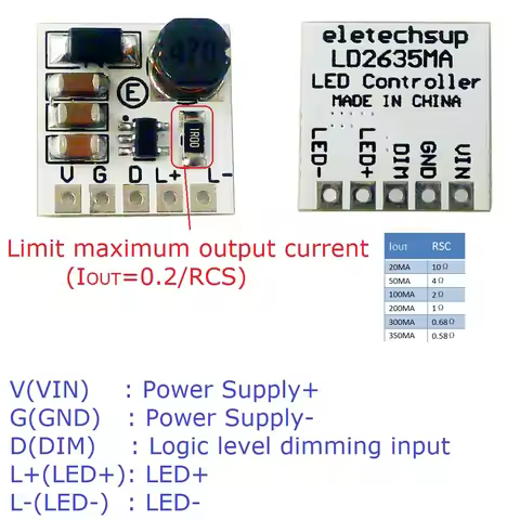 LD2635MA Mini Dc 5-27V 350Ma Step-Down Hb Led Driver Module Adjustable Pwm Controller Dc-Dc Buck Con