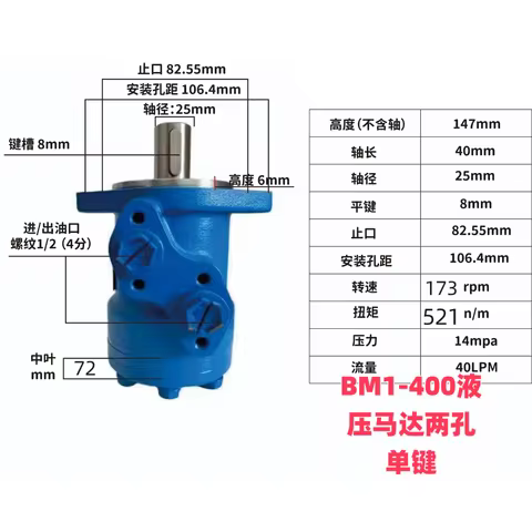BM1 Hydraulic Motor 50/80/100/125/160/200/250/315/400/500 Flat Key Cycloidal Hydraulic Motor