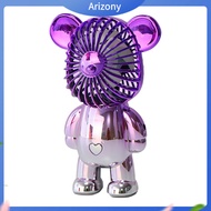 《penstok》 USB Fan Silent Cool Rechargeable Electroplated Cartoon Bear Mini Electric Table Handheld USB Fan for Dormitory