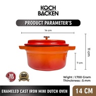 KOCH&BACKEN Cast Iron Enamel Mini Dutch Oven 14cm - Enamel Pan