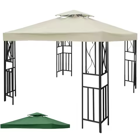 3x3M Garden Gazebo Top Cover Canopy Replacement Top Canopy Cover 2 Tier Outdoor Patio Garden Tent Ro