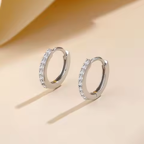 Cute 925 Sterling Silver Circle Earring 8mm/10mm Zircon earrings for Women Luxury Jewelry Christmas 