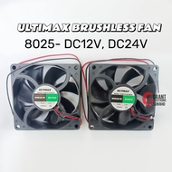 ULTIMAX Brushless Fan EABFUT-8025D12 EABFUT-8025D24 DC12V DC24V 8025