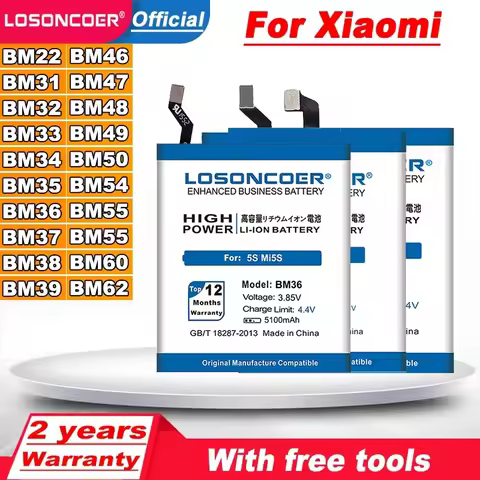 BM38 BM39 BM46 BM47 BM48 BM49 BM50 BM51 BM54 BM55 BM60 BM62 Battery For Xiaomi Redmi Mi 3 4S 5 Note 