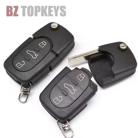 BZTOPKEYS Folding car key case shell HU66 key 3buttons key DIY for Audi A3 A4 A6 A8 TT remote key bl
