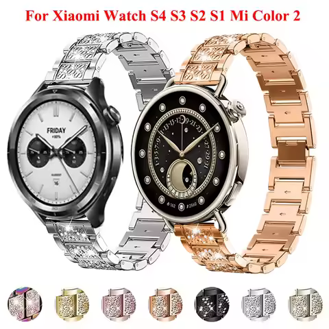 18mm 22mm Diamond Band For Xiaomi Watch S4/S3/S2/S1 Pro/S1Active Metal Bracelet Strap For Xiaomi Wat