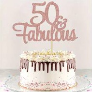 1pc 50th Birthday Cake Topper, Shiny 50 Years Old Birthday Cake Decoration Topper, Happy 50th Birthd