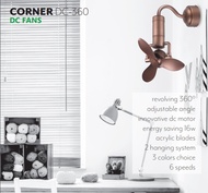 Acorn DC-360 Corner DC motor Fan/ Wall mounting or Ceiling Mounting/ 360 degree oscillation