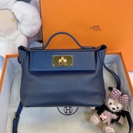98新✨Hermes愛馬仕mini2424 午夜藍金扣 ec皮