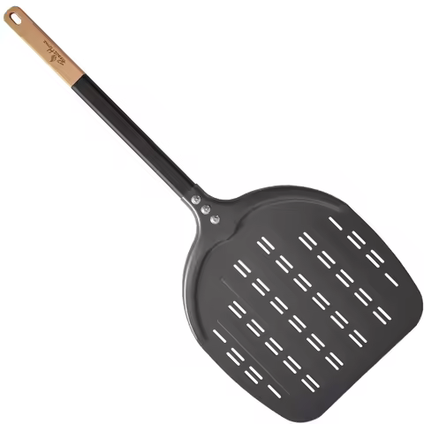 PizzAtHome 12 Inch Pizza Peel Apple Shape Pizza Shovel with Wood Aluminum Hard Anodized Pizza Peel P
