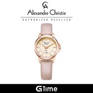 [Official Warranty] Alexandre Christie 2A17LDLRGRGPN Women's Pink Dial Leather Strap Watch