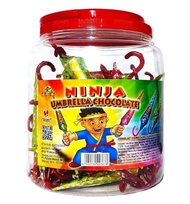 Pusan Ninja Umbrella isi 50 - Cokelat Payung - Coklat Jadul bentuk payung - coklat kemasan toples