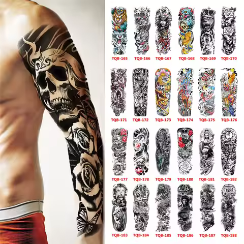 Large Arm Sleeve Tattoo Sphinx Anubis Egypt Waterproof Temporary Tatto Sticker The Eye Of Horus Wedj