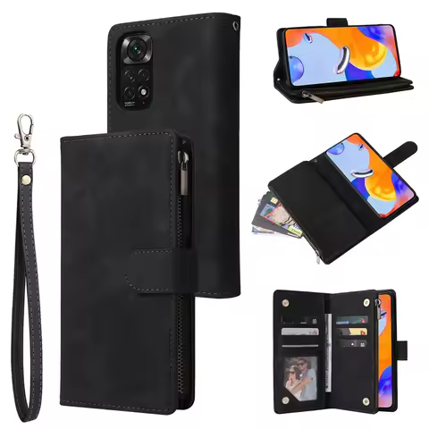 Wallet Zipper Leather Case For Xiaomi Redmi 10 10A 10C 9 9A 9C 9T 8 8A 7A Note 12S 12 Pro 11S 11 Pro