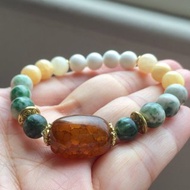 ||碧璜||綠飄花系列。龍鱗瑪瑙/俄羅斯和闐玉/綠龍晶/金絲玉/硨磲