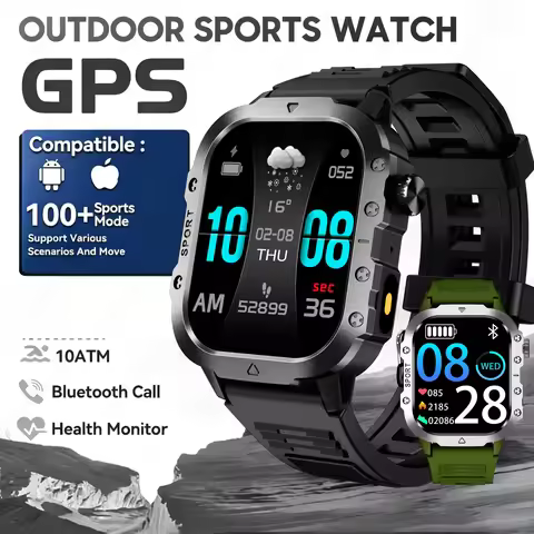2025 New SmartWatch Men Militray Outdoor GPS Sport Watches Heart Rate Sleep Waterproof Smart Watch I