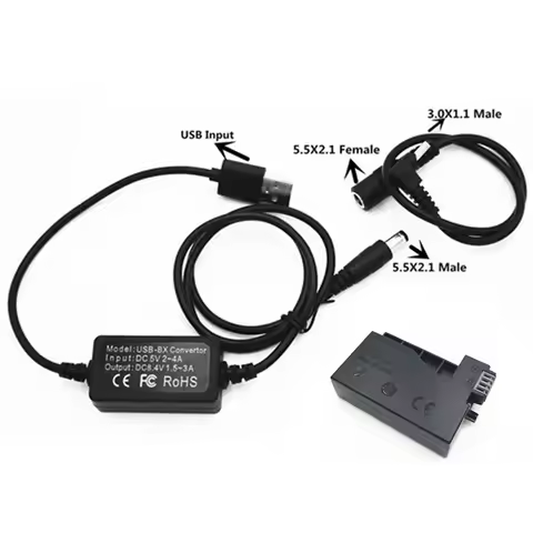 Power bank 5V USB Cable DR-E8 DC Coupler LP-E8 LPE8 Dummy Battery Kit for EOS Rebel T2i T3i T4i T5i 