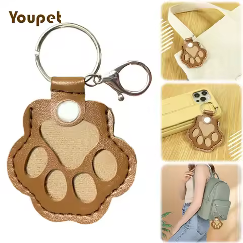 Pet Hair Memorial Keychain PU Leather Keepsake Locket for Cat Dog Fur Pet Hair Storage Pendant Handb