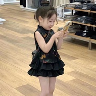 New Style Girls Summer Suit 2025 New Chinese Style Chinese Style Top Fashion Cake Pleated Skirt Two 