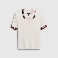 Gap | เสื้อถักแขนสั้นคอตัดสีต่างกันสไตล์วินเทจ