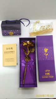 LOVE 24K golden rose 金玫瑰 盛開禮盒版 25 cm 仿真玫瑰