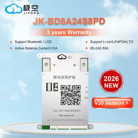 JK BMS 80A Jikong BMS JK-BD6A24S8PD Smart BMS 8S-24SV 24V 48V 60V 72V Active Balance 0.6A bms for li
