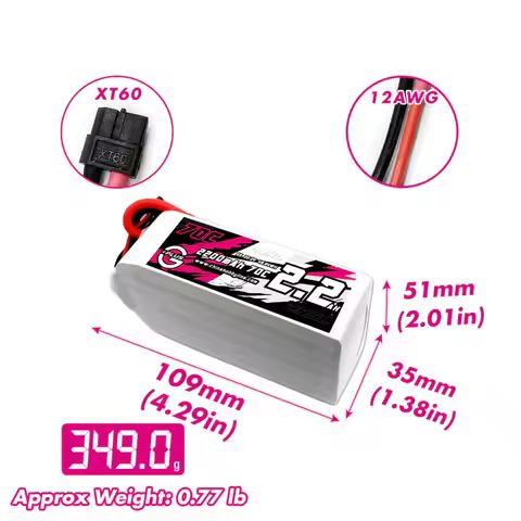 CNHL 6S Lipo Battery 2200mAh 22.2V 70C With XT60 Plug For RC Airplane Drone FPV Car Boat