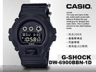 CASIO 卡西歐 手錶專賣店 國隆 G-SHOCK DW-6900BBN-1D 電子錶耐衝擊構造 防水 LED照明