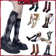 STA Women's Knee-High Socks - Cotton, Vintage Multicolor Argyle Pattern