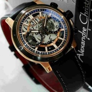 Alexandre Christie Men's Chonograph Black Leather Strap Authentic Watch 6432 MCLBRBA
