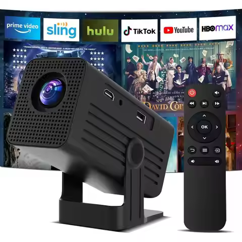 4K-Capable Portable Projector with Full HD 1080P, Outdoor Movie Experience, Bluetooth & Built-in App