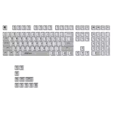 White Crystal UV Printing MDA Profile Keycap PC Shine Through Transparent Keycaps for 61/68/84/87/98