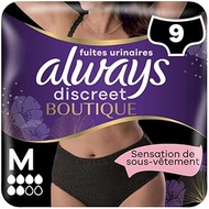 Always Discreet Boutique Panties for Bladder Weakness Black Medium 9 Panties Feel Real Underwear Sup