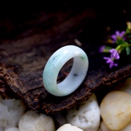 White Jade Ring With Green Dots Size 61 mm.