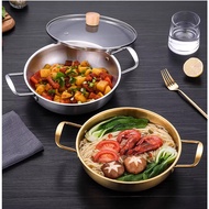 Korean Style Stainless Steel Pot Seafood Pot crayfish Dry Pot Double Ear Golden Instant Noodle Pot