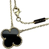 Van Cleef & Arpels Vintage Alhambra Onyx Necklace in 18K Gold, 5.0g, 42cm, for Women
