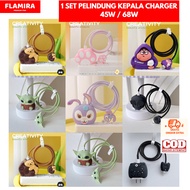 1 SET Character Shell End Protector Cable 45W INFINIX 68W WATT / FULL SET 4 IN 1 Charger Protective 