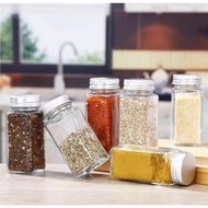 Airtight  Square Spice Glass Jar/Containers Condiment/Seasoning Bottle 120ML