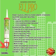 Silicone Gun Package + ELLPRO FG Food Grade Standard Non Toxic Silicone Sealant Glue 300ml