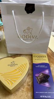 Godiva Chocolate Gold Heart Collection 6pcs &amp; Signature Tablet 72% Dark Chocolate 情人節禮物