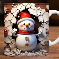 3D C h r i s t m a Snowman S n o w Ceramic Coffee Mug X Tea Water Hollow