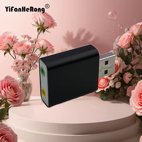 Sound Card USB Audio Interface Headphone Adapter Soundcard for Mic Speaker Laptop Computer External 