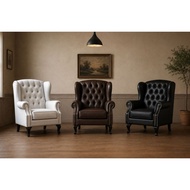 Blenheim Leather Wing Chair / Rustic Wing Chair