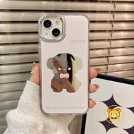 Cartoon Dog Mirror Casing For Samsung Galaxy S25 S24 S23 S22 S21 Plus S20 FE Note 20 Ultra F55 F14 C