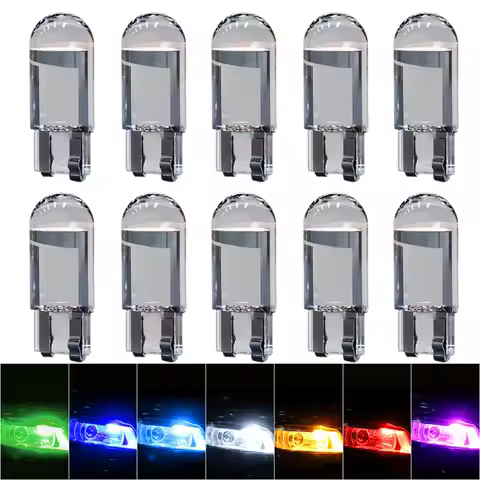 10PCS T10 W5W LED Bulbs Glass COB 168 194 Auto Wedge License Plate Light Dome Reading Light Instrume