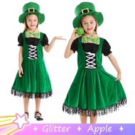 Irish Elf Traditional St. Patrick's Day Green Dress For Kids Girl Dwarf Cosplay Costume Ireland Fest