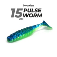 15pcs Pulse Worm Soft Plastic 4.2cm / 1g Pancing Ajing Fishing Lure Baits Casting Floating Umpan Cac